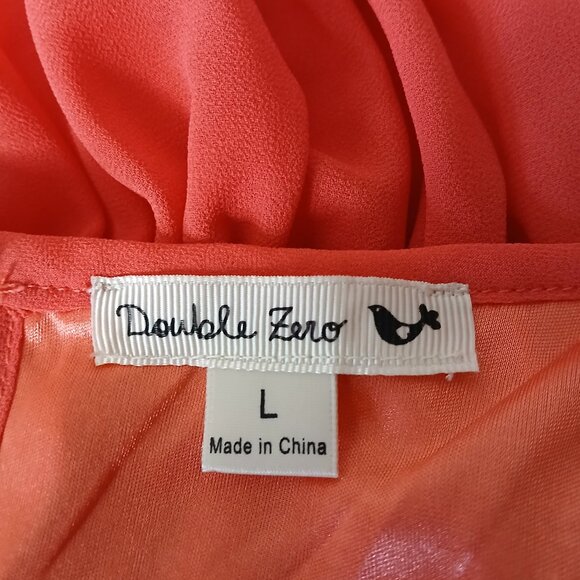 Double Zero Dress Large Belted Elastic Waist Flowy Sheer Lined Hi Low Keyhole - Picture 9 of 11